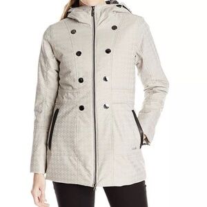 Lole Women’s Masella 2 Jacket Hooded Long Puffer Coat Gray White Size Small